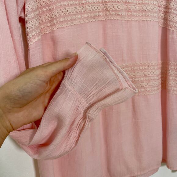 GAP – Pink Lace Panel Long Sleeve Blouse - Picture 4 of 8
